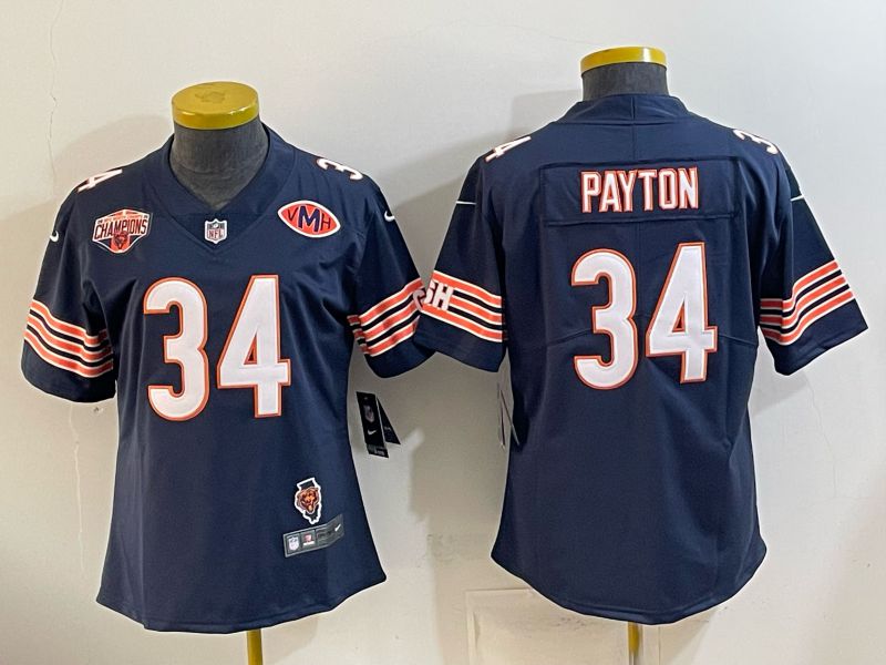 Women 2026 Chicago Bears #34 Payton Blue Nike Limited NFL Jersey style 0004